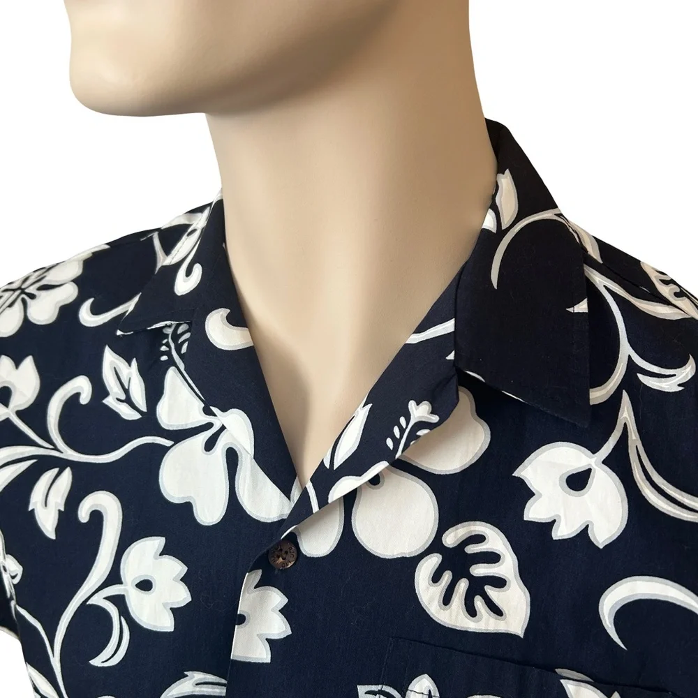 RJC Hawaiian 100% Cotton Camp Shirt Tiki Tropical Aloha Hibiscus Hawaii USA NWOT - Picture 4 of 12